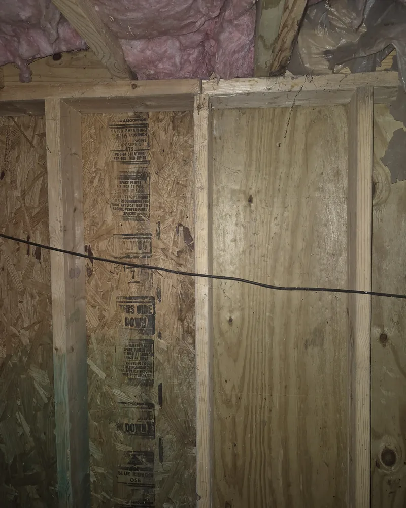 New sheathing and framing after the wall section was rebuilt