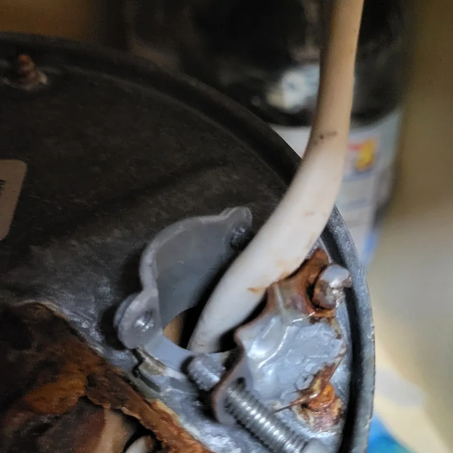 Corroded disposal wiring found during inspection