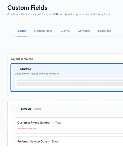 Custom fields builder with a saved layout