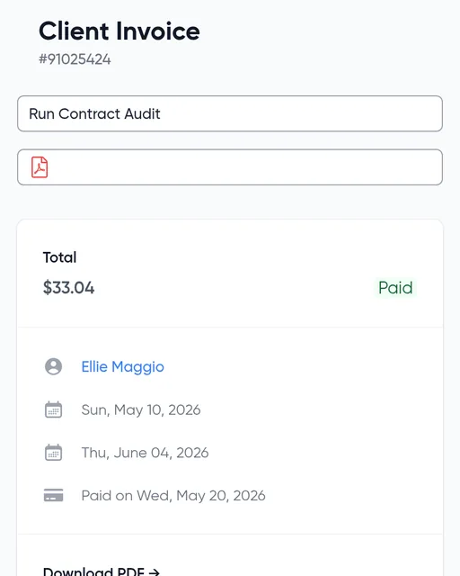 Same invoice viewed on mobile
